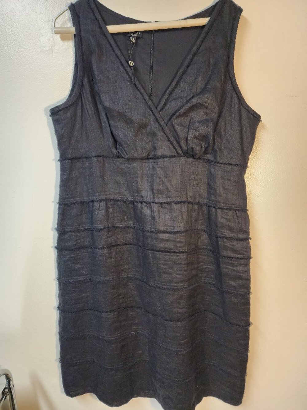 Talbots black irish linen sleeveless sheath dress 16 NWT Dressy Event
